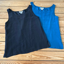 lot of 2 clio nordstrom 100% Silk women’s tank top size 4 black teal A3 - £26.11 GBP