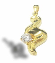 Curvy Diamond 24k Gold Plated Sterling Silver Cremation Urn Pendant w/Chain - £143.87 GBP