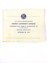 1964 Kiwanis District Governor&#39;s Banquet, St. Louis autographed by Miss ... - £37.85 GBP