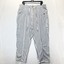American Eagle Pants Womens 16 White High Rise Cotton Striped Coastal Be... - $22.99