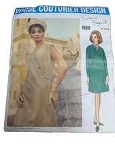 12/34 Vintage Vogue 1968 Paris Original Forquet Off Center Dress - £17.99 GBP