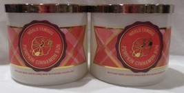 Bath &amp; Body Works 3-wick Scented Candle Lot 2 World Famous Pumpkin Cinnamon Bun - $66.34