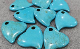 Large Hole-6pcs 40mm  tibetan Turquoise heart  charm pendant jewelry focal - £24.43 GBP