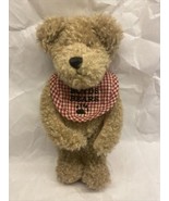  Boyd&#39;s Bear Bosley Teddy Red Gingham Checkered Bib Plush 9 Inch jointed... - $9.50