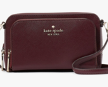 Kate Spade Stacie Dual Zip Crossbody Grenache Leather Dark Red KG036 NWT... - $98.99