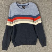 Urban Pipeline Sweater Men&#39;s Medium Knitted Crew Neck Striped Cotton Ble... - $241.84 MXN