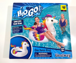 H20 GO Unicorn Swim Ring  Size 43.3 inches x31.5 inches x 28 inches Floa... - $8.90