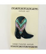 Antler Art Hand Painted Boot Native American Design Pete &amp; Vicki Gould 1991 - $14.69