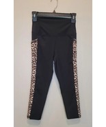 Zyia Active Black Leopard Print Side Cropped Leggings Size 4 With Pockets - £11.31 GBP