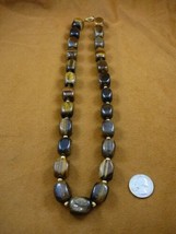 (v311-20) 24&quot; long Brown tiger-eye tiger&#39;s eye chunky striped beaded Necklace - £80.45 GBP