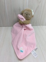 Carters Child of mine plush monkey bow pink baby security blanket lovey cupcake - $7.27