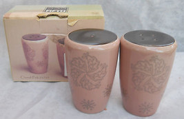 222 Fifth Chandi Pink New Box Modern Salt Pepper Shakers Set Leaves Retro - £24.10 GBP