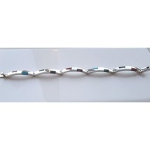 925 Sterling Silver Multi Gemstones Carved Bar Links Bracelet Sky - £124.38 GBP