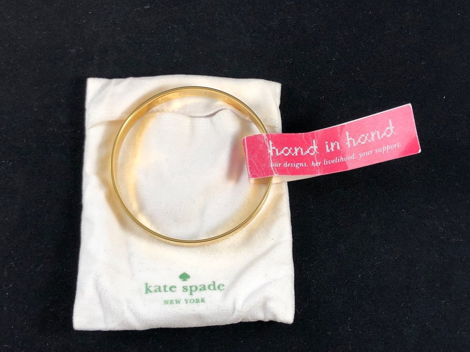 NEW NWT KATE SPADE New York "Hand In Hand" Idiom Gold Tone Bangle Bracelet - $33.25