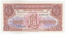 British Forces Armées, 1 Livre, 1956, 3rd Série, UNC - $13.44