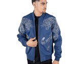 Mens Platini Bamber Jacket with Lion Rhinestone Design Zip up BMJ8133 Blue - $125.00