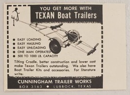 1957 Print Ad Texan Boat Trailers Cunningham Trailer Works Lubbock,Texas - $7.99