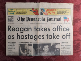 Pensacola Journal January 21 1981 Iran Hostages Freed Ronald Reagan Inaugurated! - £25.49 GBP