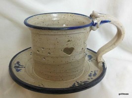 Cup and Saucer Scented Candle Potpourri Holder Studio Pottery One Piece - £12.39 GBP