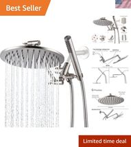 All Metal Dual Shower Head Combo | 8" Rainfall Shower Head, Handheld Sho... - $178.50