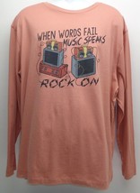 MUSIC SPEAKS ROCK ON Cremieux Size XXL Rose Long Sleeve T-Shirt New Mens... - £37.88 GBP