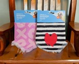 Dog Valentines Bandanas M L Stripes Hearts Slip On Over the Collar (2 Pk) - $8.27
