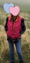 Reversible Goose Down Vest Coldwater Creek Small Zipper Pockets Drawstring Pink - £24.30 GBP