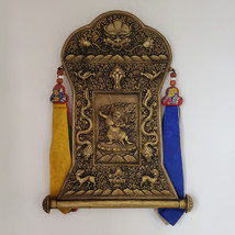 Tibetan Buddhist Vajrapani Carved on Brass Sheet 20&quot; - Nepal - £316.02 GBP