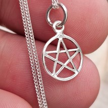 Pentacle Necklace Pendant 16&quot; Chain 925 Sterling Silver Jewellery Boxed Pagan - £20.00 GBP