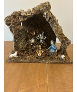 Vintage Yuletide Mid Century Bark Moss Christmas Nativity Set - $44.50