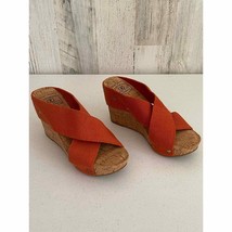 Lucky Brand Women’s Sandals Miller Wedge Size 7 Cork Orange Straps - £23.25 GBP
