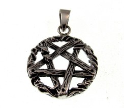 Solid 925 Sterling Silver Twigs &amp; Branches INVERTED PENTACLE Pendant Wicca Pagan - £25.01 GBP
