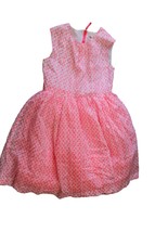 Crewcuts Girls Pink White Heart Print Fit N Flare Cotton Party Dress 10 ... - £11.12 GBP