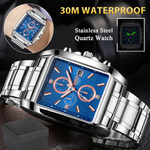 Waterproof Men Blue Classic Stainless Steel Quartz Business Luminous Wri... - $21.99