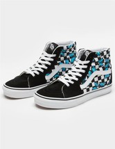 VANS SK8-HI Suede Canvas Blue Butterflies Black White Checkered Shoes Wm... - $67.99