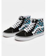 VANS SK8-HI Suede Canvas Blue Butterflies Black White Checkered Shoes Wm... - $92.99 CAD