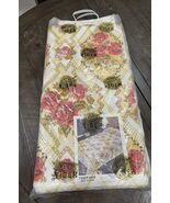 Bedspread Tapestry Pink Roses Gold Floral Cover Fringe Double Vintage NOS - $1,626.09 MXN