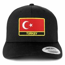 Trendy Apparel Shop Turkey Flag Patch Retro Trucker Mesh Cap - Black - £20.09 GBP
