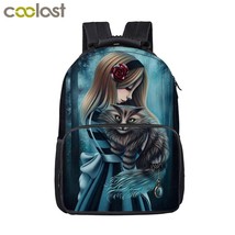 Beautiful Girl And Cat School Backpack For Teenage Girls Children School Bags Wo - £40.17 GBP