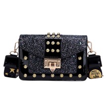 Fashion Crossbody Bags for Women Rivet Patent Leather Wide Shoulder Bag Woman Tr - £39.92 GBP