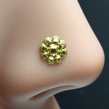 Flower Pure Gold nose stud 14K Indian piercing nose ring Push pin - £15.31 GBP+