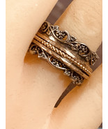 PZ PAZ Creations Israel Sterling Gold Rose Gold Spinner Ring - Size7.75 - $80.07 CAD