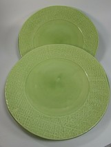 2 Ballard Designs Dinner Plate Pale Green Woven Weave 28872 Plates - £47.47 GBP