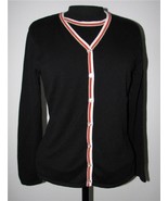Sag Harbor Black Knit Top Cardigan Sweater Small Effect of Twin set ONE Piece - $24.17
