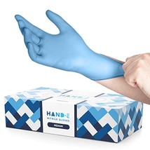 Hand-E Disposable Blue Nitrile Gloves Medium - 100 Count - Kitchen Gloves - Powd - $13.99