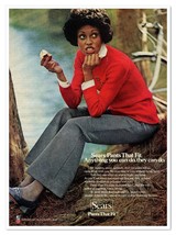 Sears Pants That Fit Woman Eating Apple Vintage 1972 Full-Page Magazine Ad - £7.63 GBP