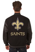 NFL New Orleans Saints Wool Leather Reversible Jacket Embroided Patch Lo... - £215.81 GBP