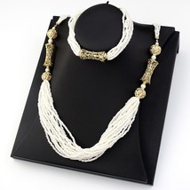 Sunspicems Chic Moroccan Beaded Necklace Bracelet Sets Handmade Golden Beads Bir - £36.53 GBP