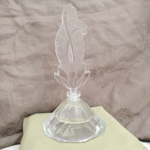 Vtg. Crystal Perfume Bottle W/Talk Fancy Feather Art Deco Style Stopper 7&quot; Japan - £27.62 GBP