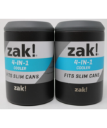 Zak 4 In 1 Drink Cooler Koozie Stainless Steel 12.5oz Slim Cans Lot of 2 - $14.81